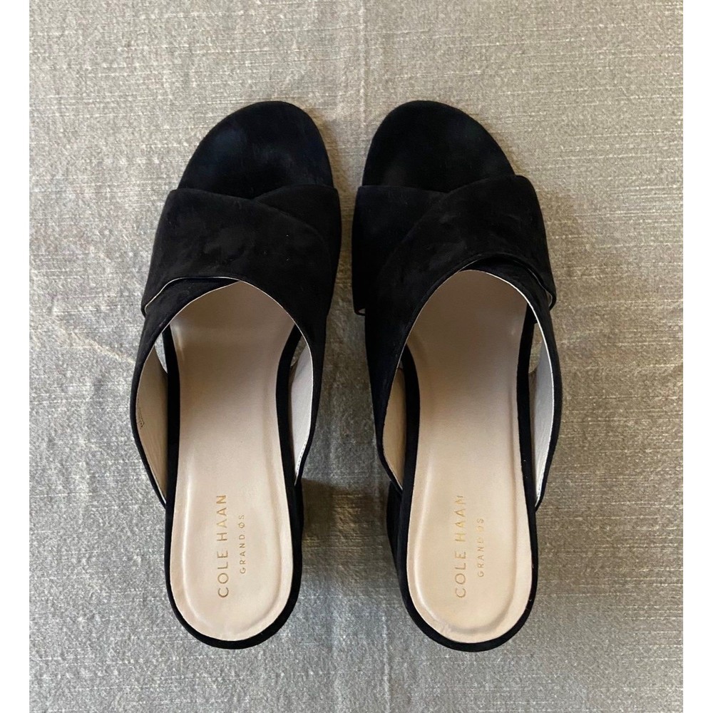 Cole Haan | Gabby Sandals Women's Size 9.5 B Black Suede Open Toe Casual Pump - Picture 2 of 12